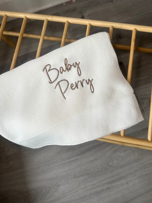 Cotton Knit Blanket - White