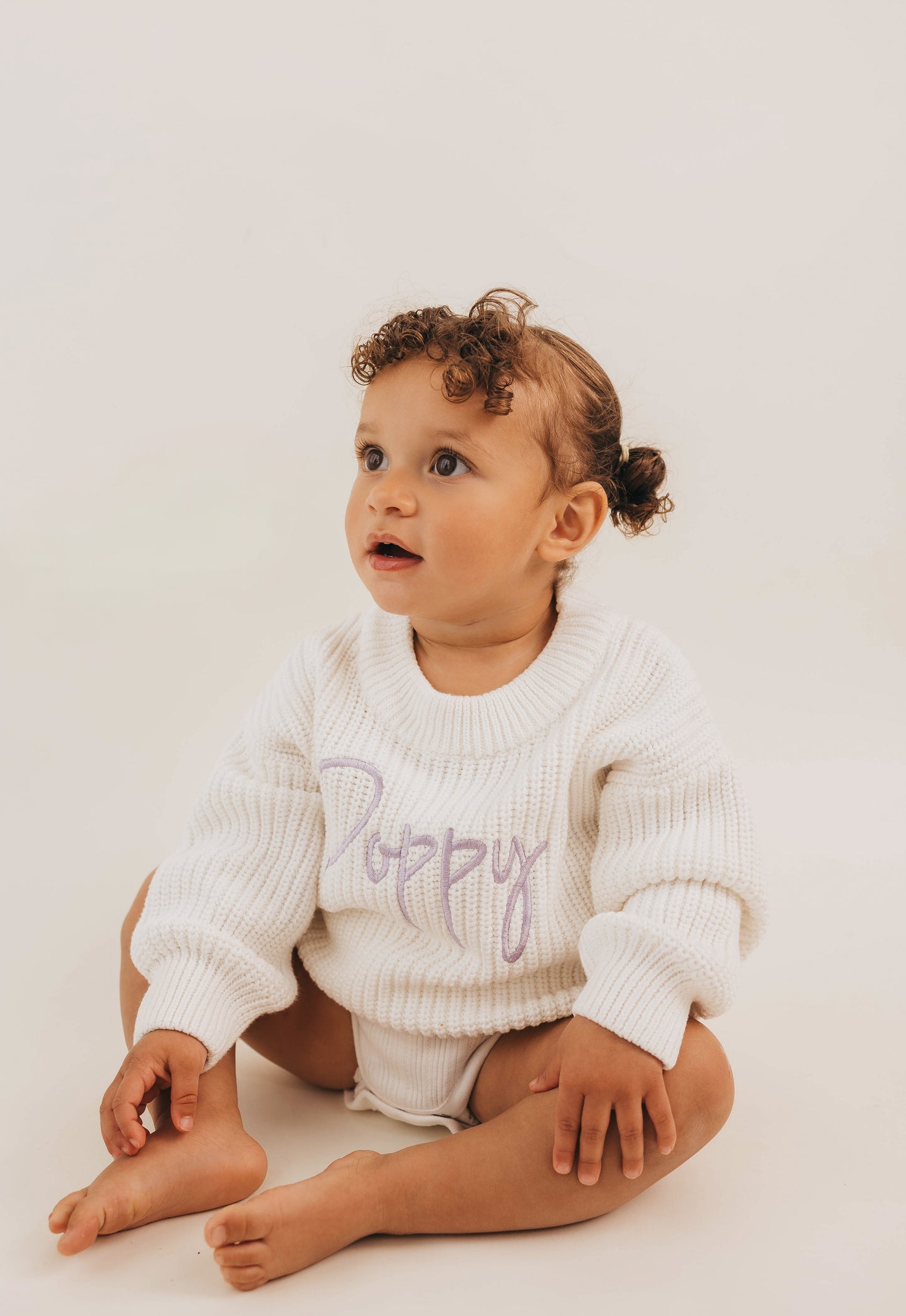 Chunky Knit Jumper - White (machine embroidery)
