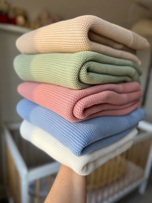 Cotton Knit Blanket - Sage