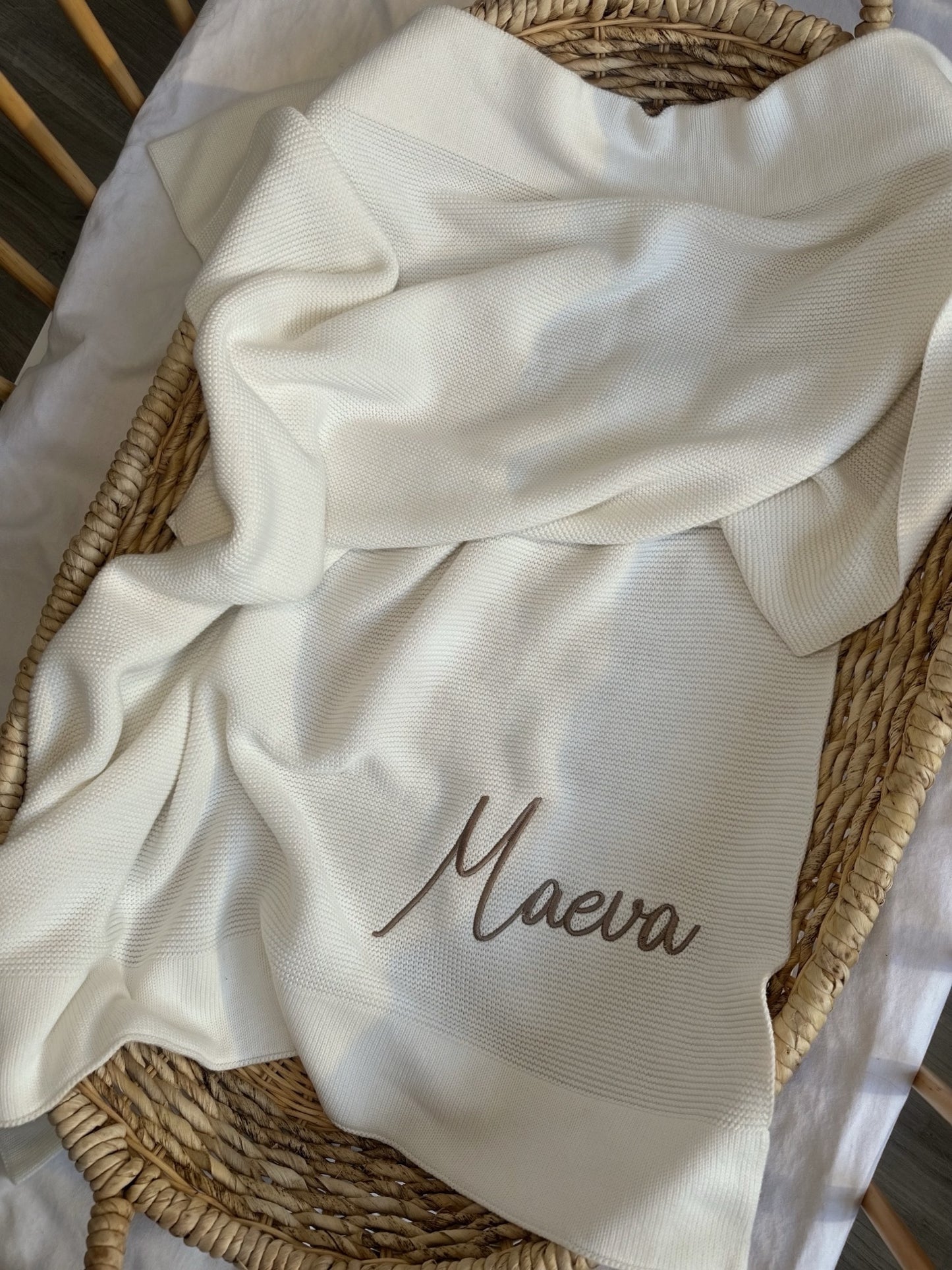 Cotton Knit Blanket - White