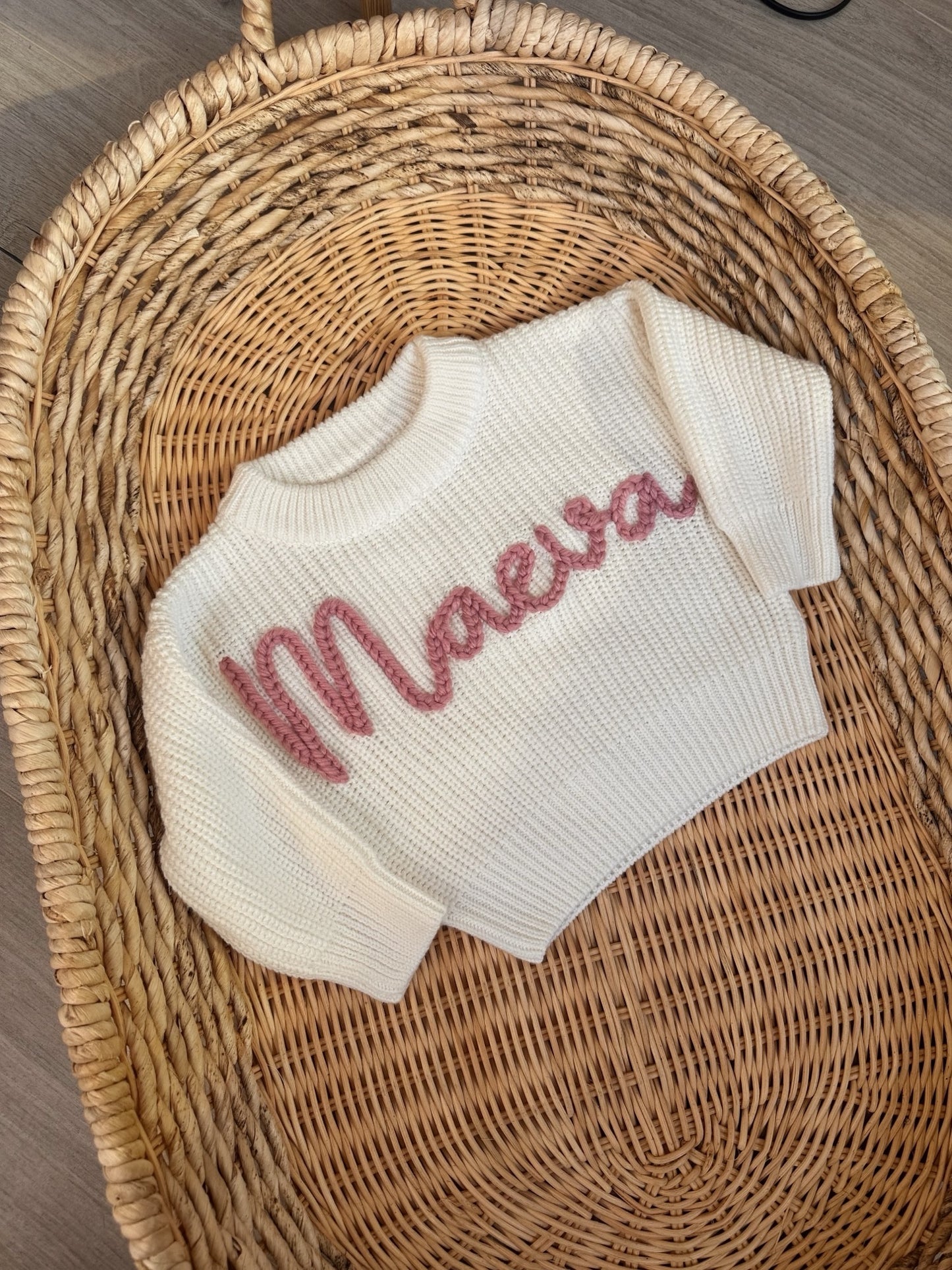Chunky Knit Jumper - White (hand embroidery)