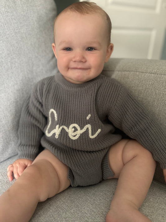 Chunky Knit Romper Charcoal