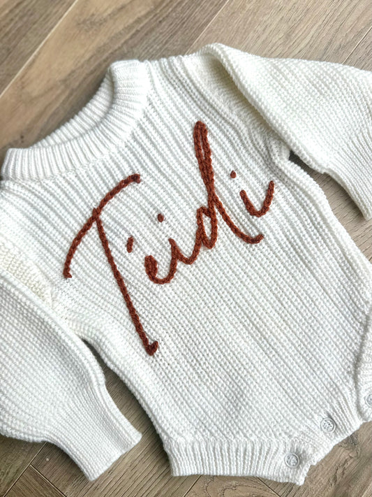 Chunky Knit Romper White