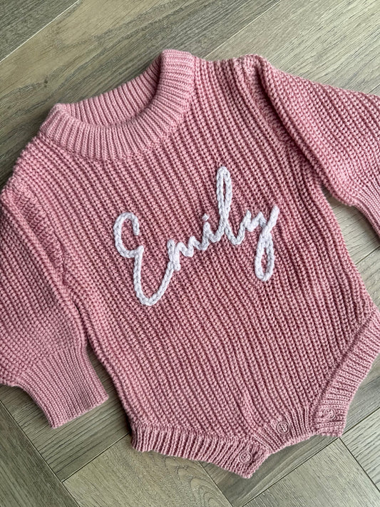 Chunky Knit Romper Pink