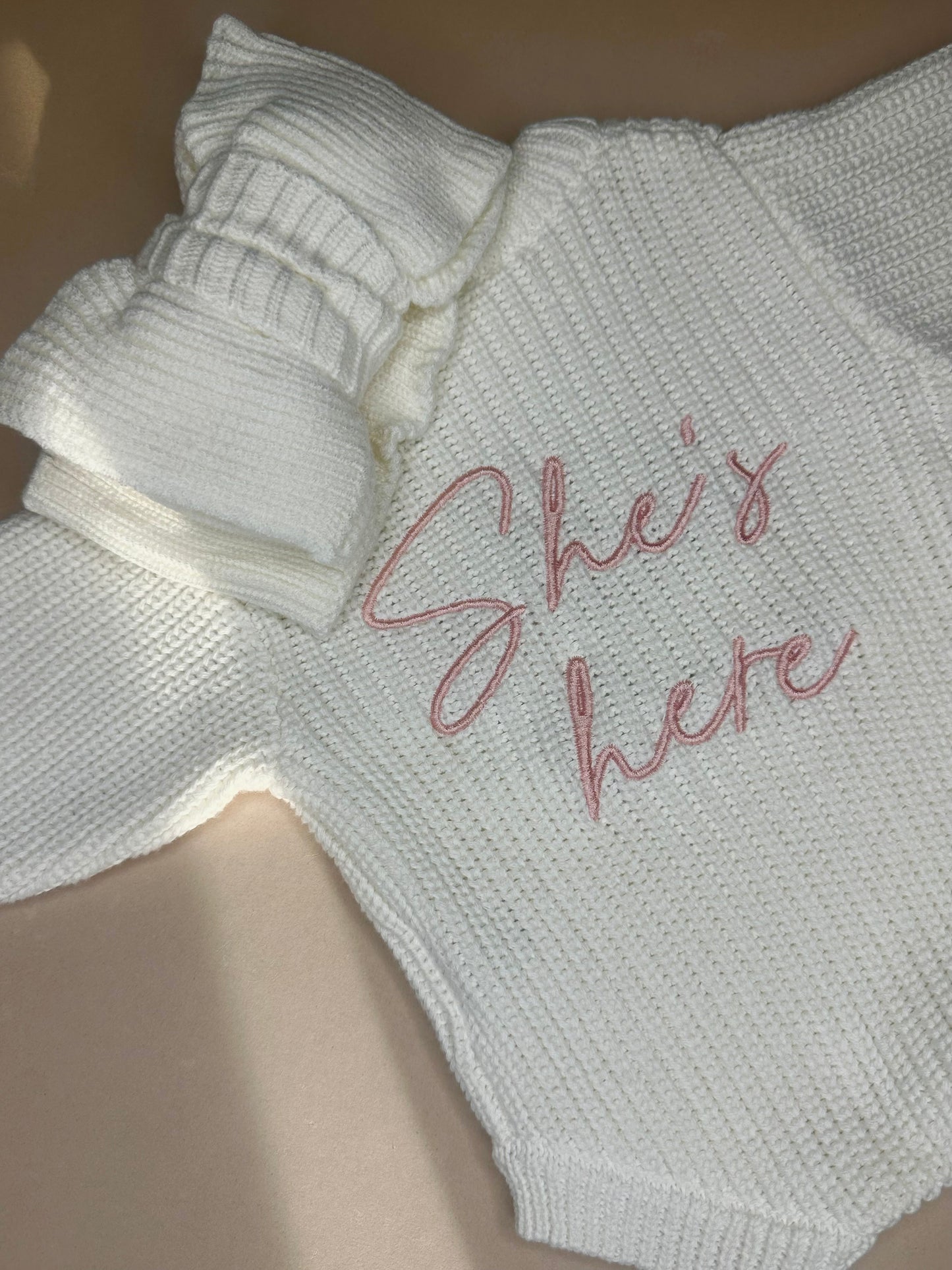 Personalized Chunky Knit Romper- White