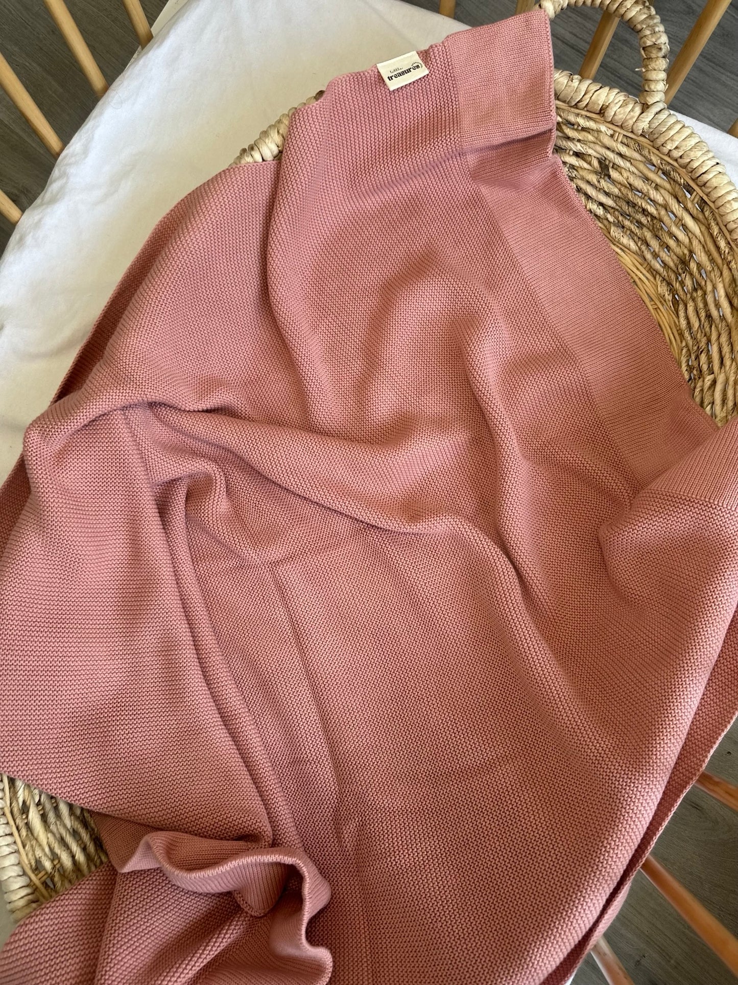 Cotton Knit Blanket - Dusky Pink