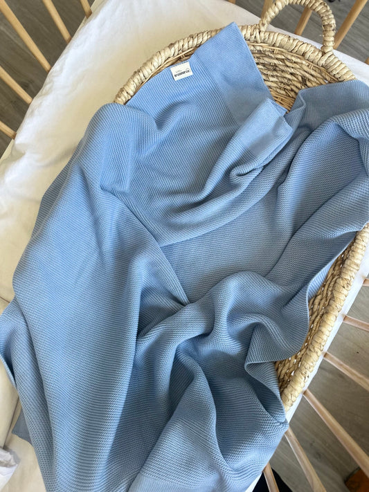 Cotton Knit Blanket - Powder Blue