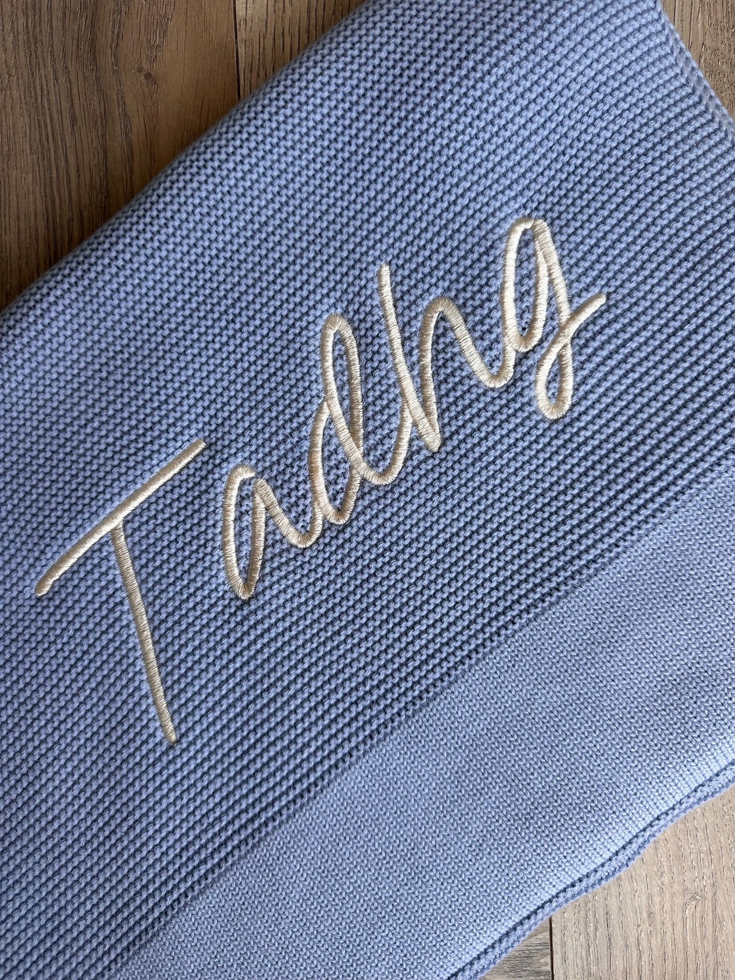 Cotton Knit Blanket - Powder Blue