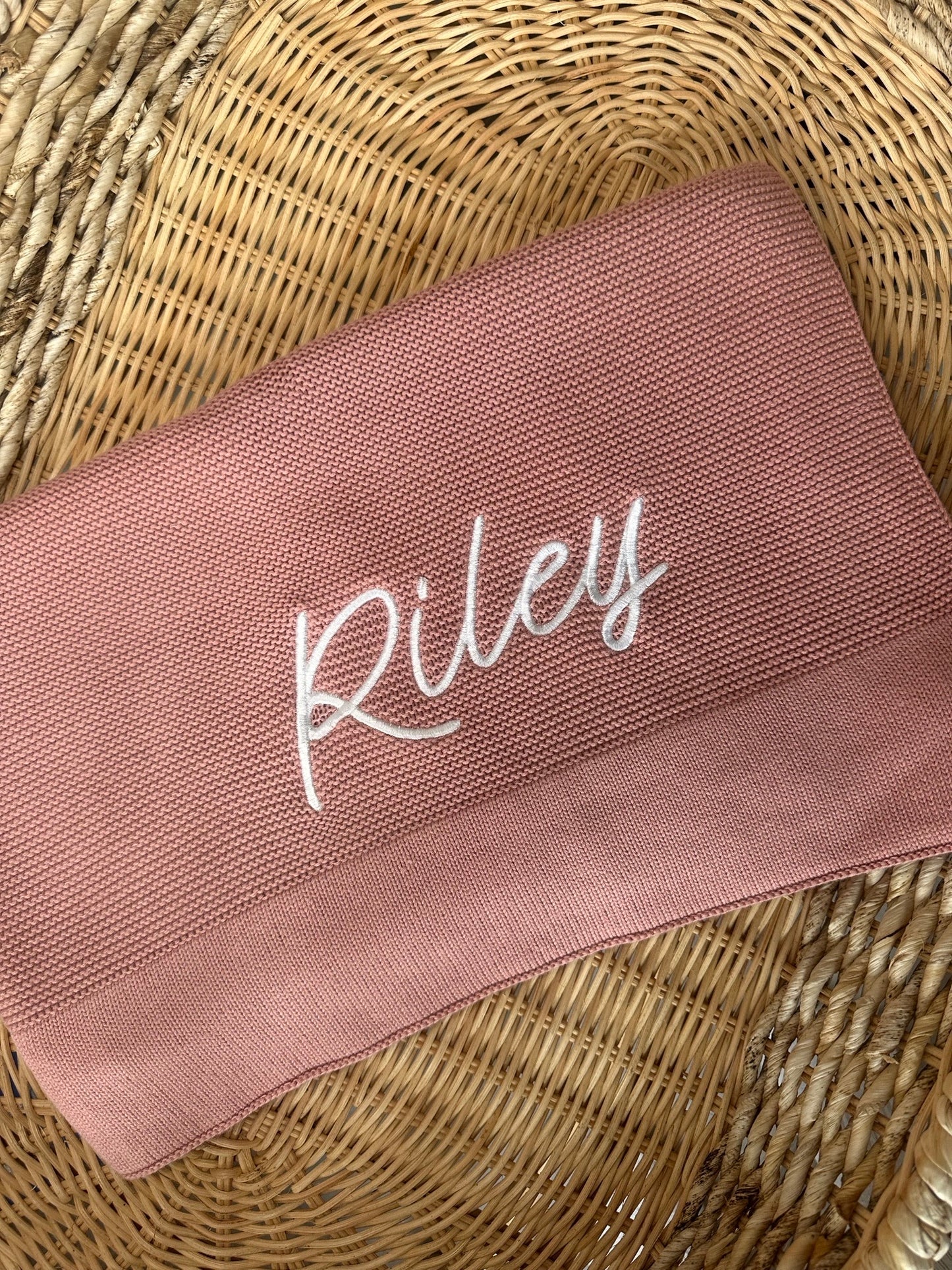 Cotton Knit Blanket - Dusky Pink